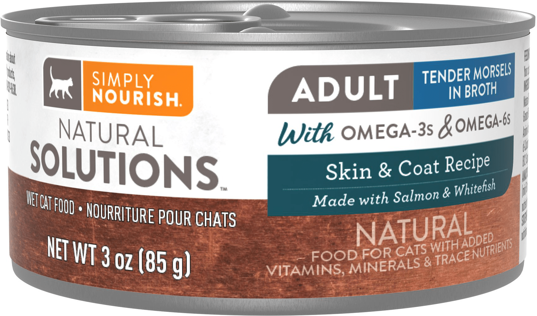 Simply Nourish Natural Solutions Skin & Coat Adult Wet Cat Food Natural, With Grain